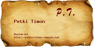 Petki Timon névjegykártya